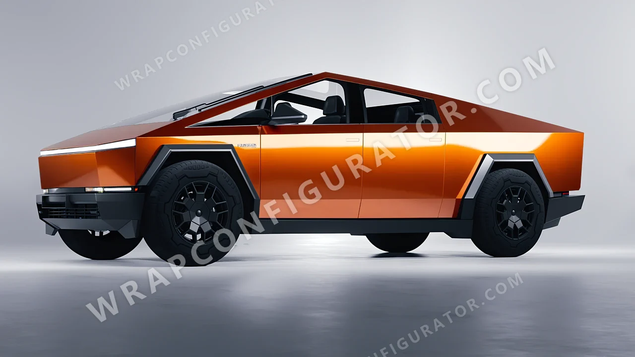 Orange Tesla Cybertruck 2024 wrapped in 3M Gloss Liquid Copper G344