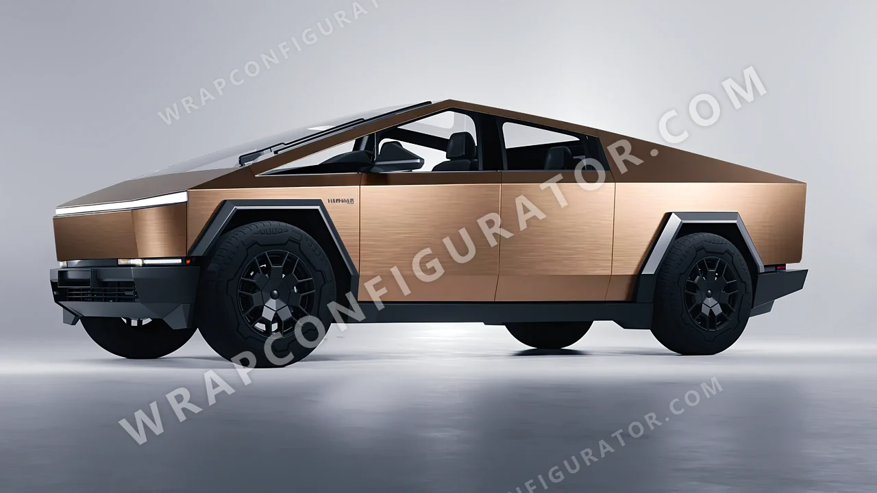Orange Tesla Cybertruck 2024 wrapped in Avery Dennison Brushed Bronze SW900-933-X