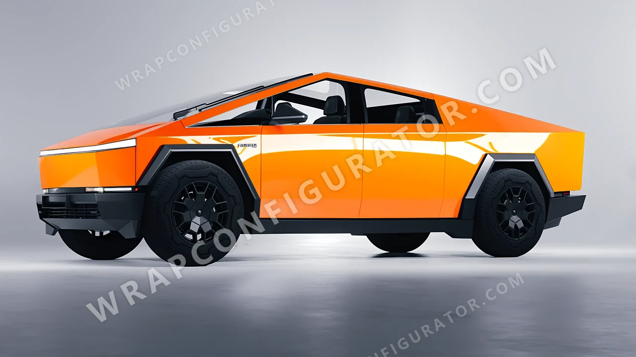 Orange Tesla Cybertruck 2024 wrapped in Colourshield PPF by HyperPro Papaya Orange HGF50-P