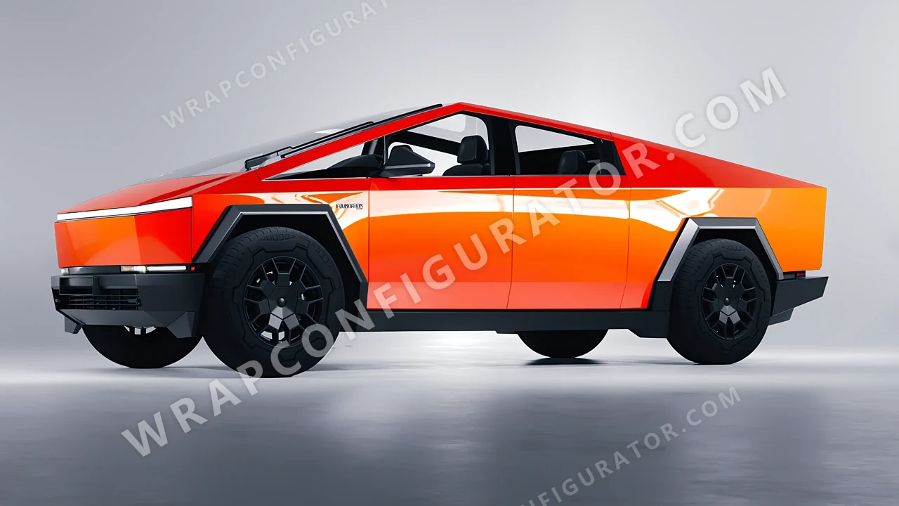Orange Tesla Cybertruck 2024 wrapped in Inozetek Dynamic PPF Solar Flame DPPF713