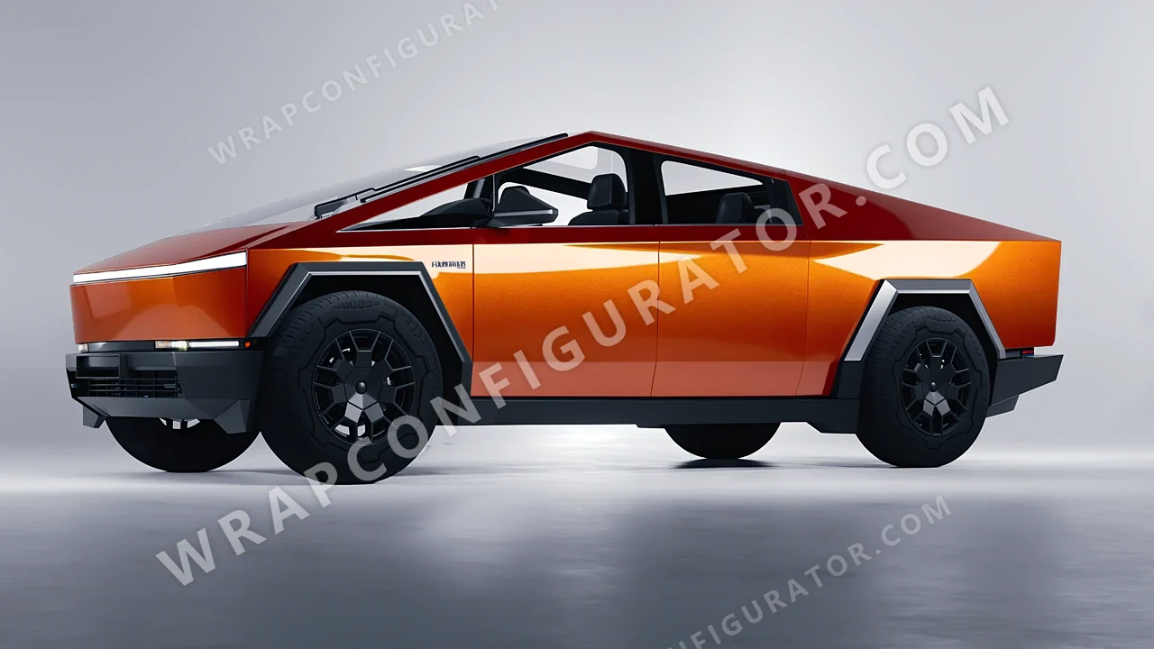 Orange Tesla Cybertruck 2024 wrapped in KPMF Ember Orange K75404