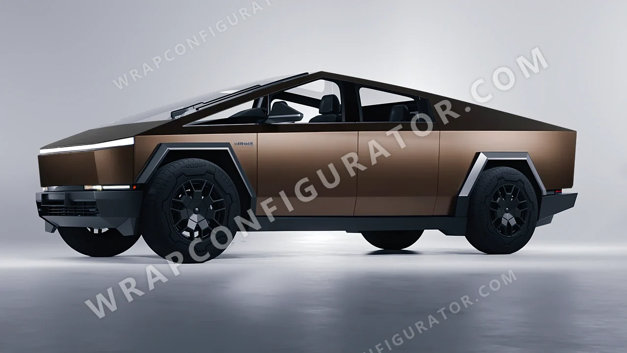 Orange Tesla Cybertruck 2024 wrapped in KPMF Matt Burnished Bronze K75579