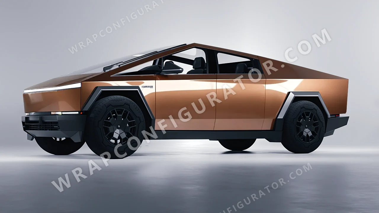 Orange Tesla Cybertruck 2024 wrapped in ORACAL Bronze Antique 970RA-921G
