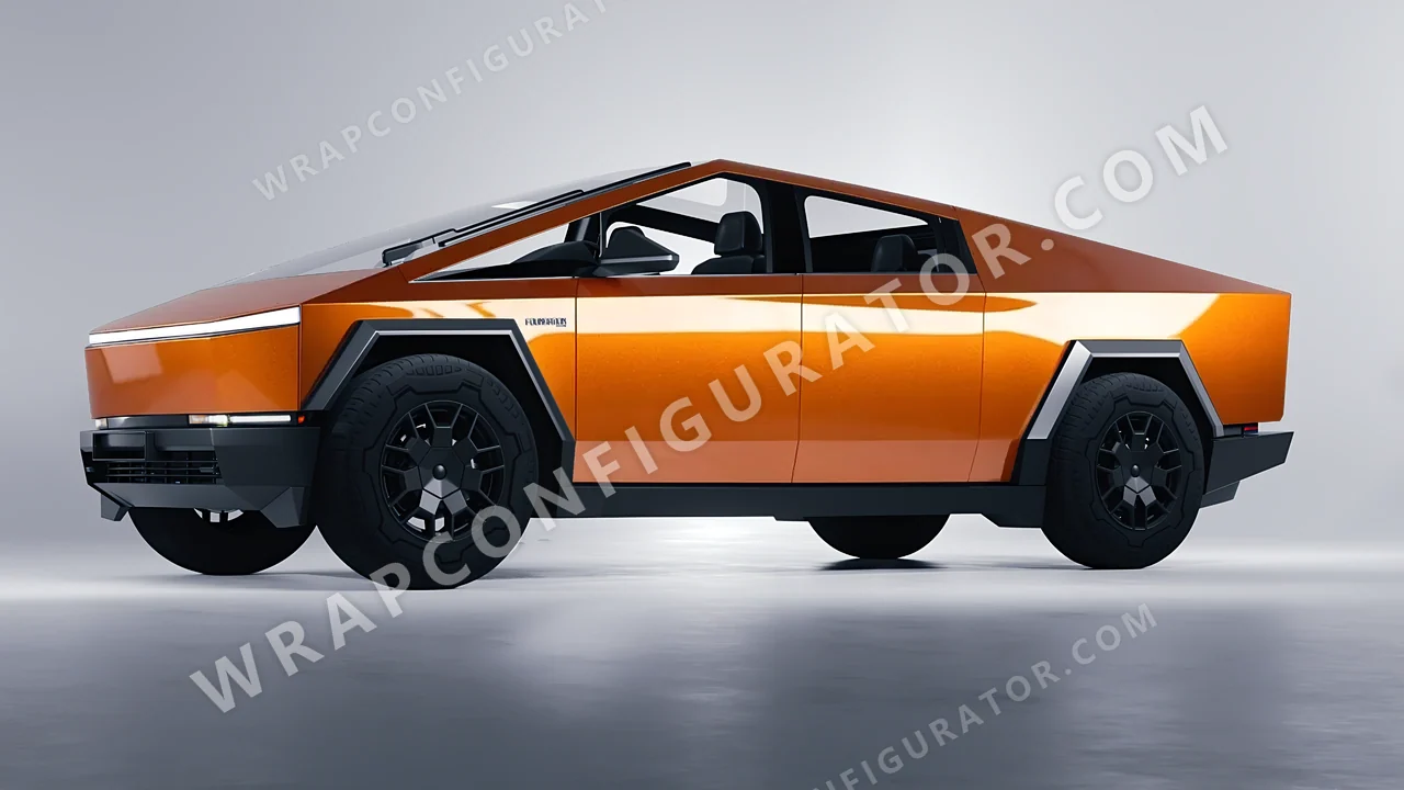 Orange Tesla Cybertruck 2024 wrapped in ORACAL Mandarin 970RA-300G
