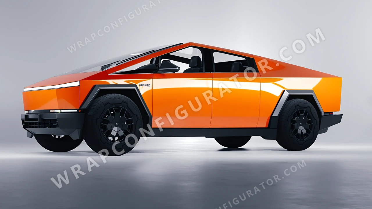 Orange Tesla Cybertruck 2024 wrapped in ORACAL Municipal Orange 970RA-351G
