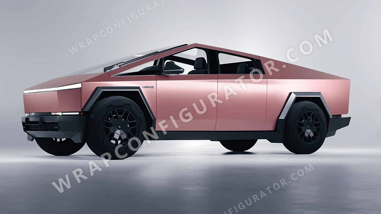 Pink Tesla Cybertruck 2024 wrapped in 3M Velvet Rose S23