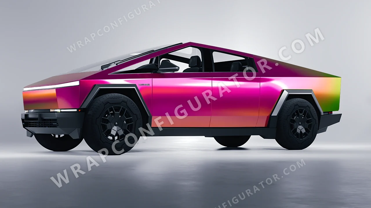 Pink Tesla Cybertruck 2024 wrapped in Colourshield PPF by HyperPro Daybreak Pink GB02-P