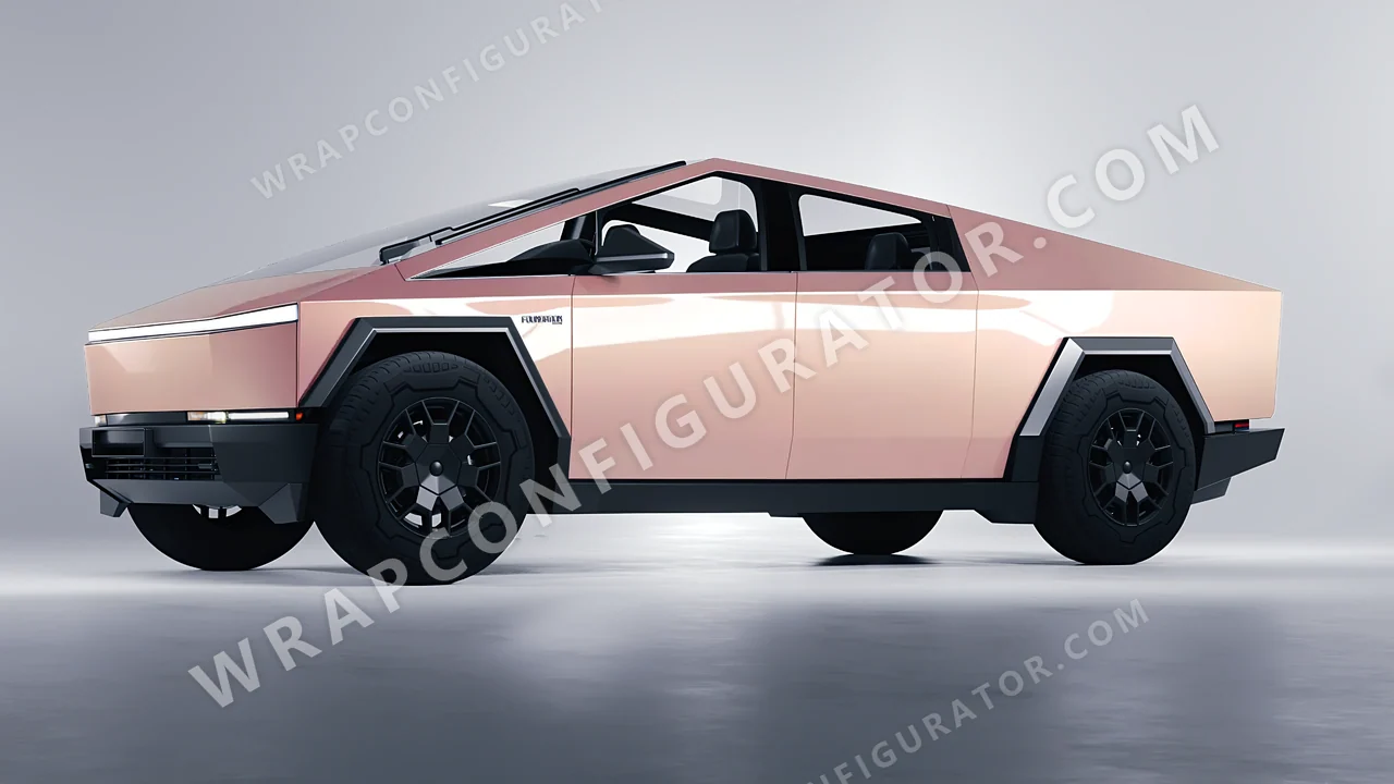 Pink Tesla Cybertruck 2024 wrapped in Inozetek Dynamic PPF Blush Pink DPPF918