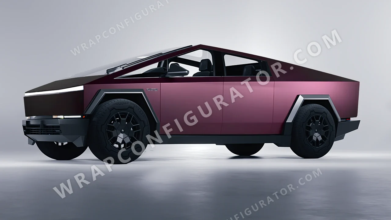 Pink Tesla Cybertruck 2024 wrapped in KPMF Frozen Mystic Pink Matt K75575