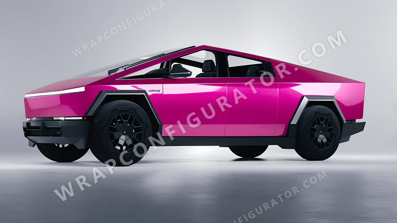 Pink Tesla Cybertruck 2024 wrapped in KPMF Momentum Pink K75406