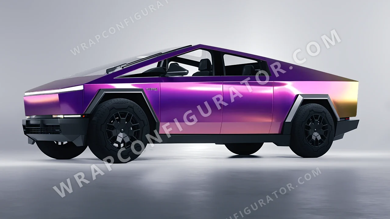Purple Tesla Cybertruck 2024 wrapped in Colourshield PPF by HyperPro Afterglow Purple GB03-P