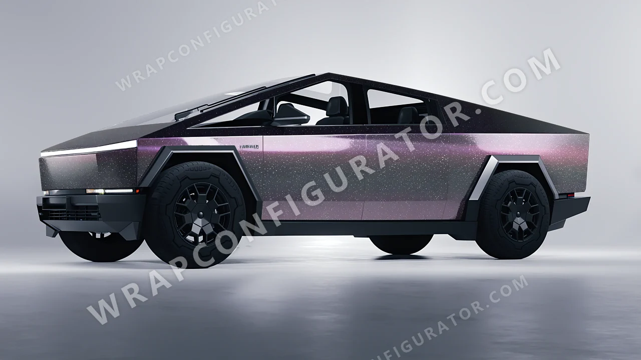 Purple Tesla Cybertruck 2024 wrapped in Colourshield PPF by HyperPro Gray/Purple CG07-P