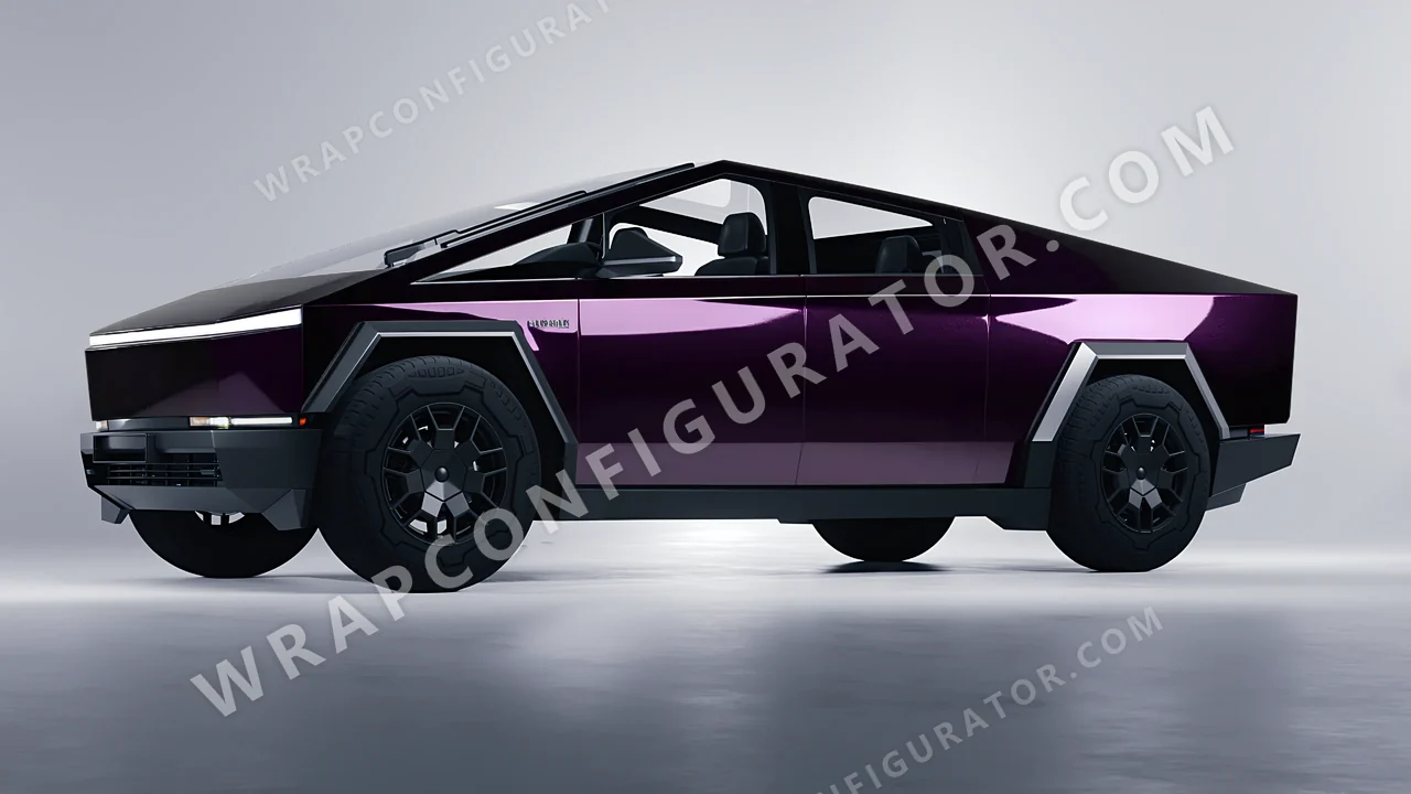 Purple Tesla Cybertruck 2024 wrapped in Colourshield PPF by HyperPro Midnight Purple GAF47-P