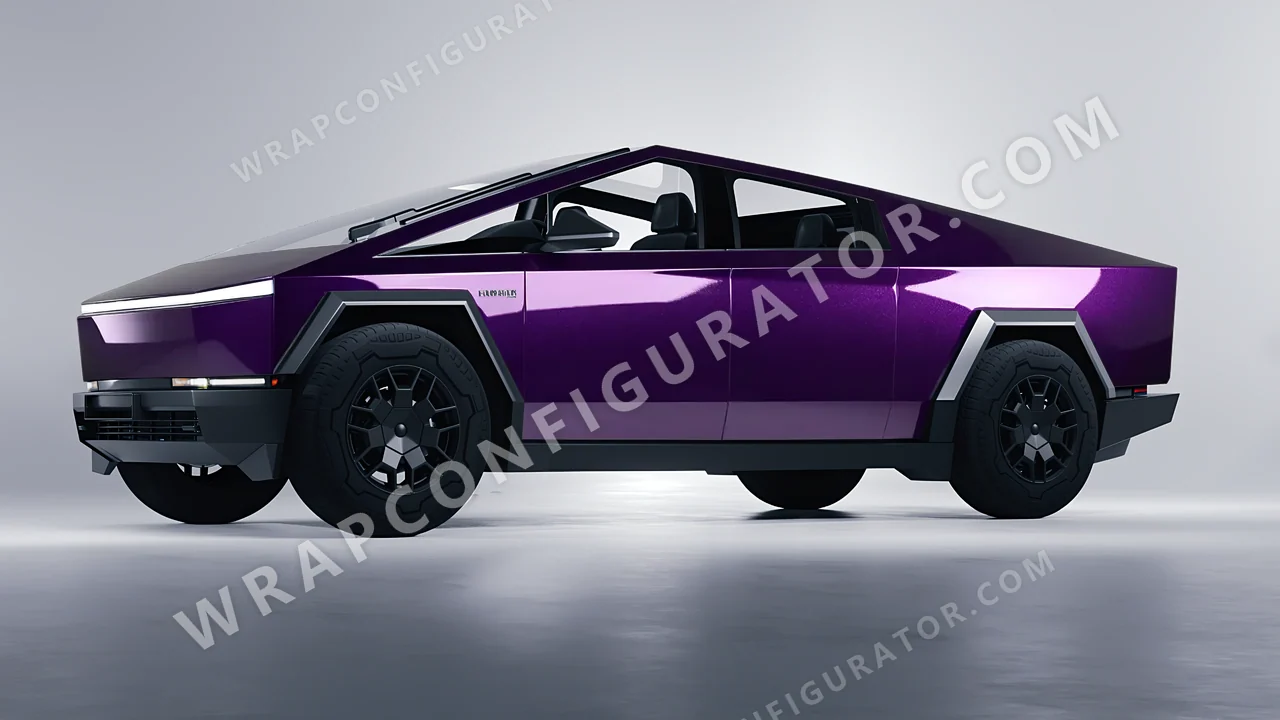 Purple Tesla Cybertruck 2024 wrapped in Colourshield PPF by HyperPro Midnight Purple HGM42-P