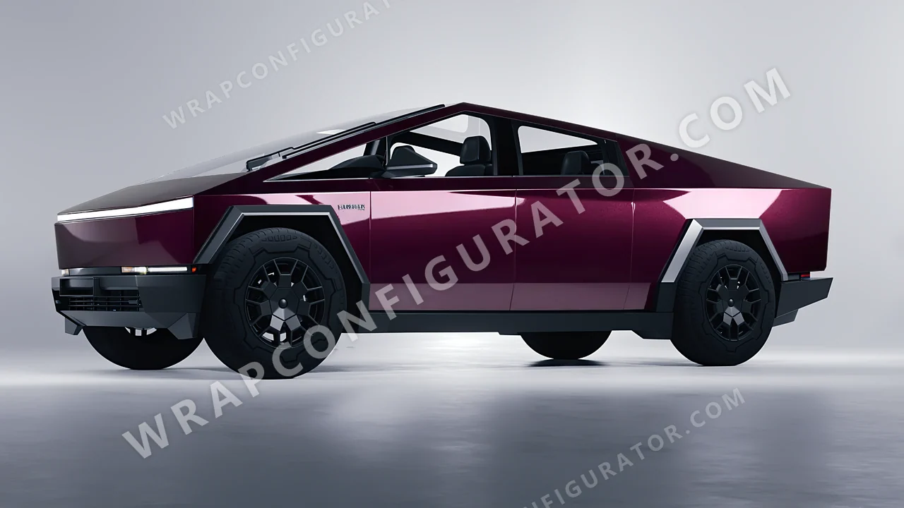 Purple Tesla Cybertruck 2024 wrapped in Inozetek Dynamic PPF Bunny One Purple RB101