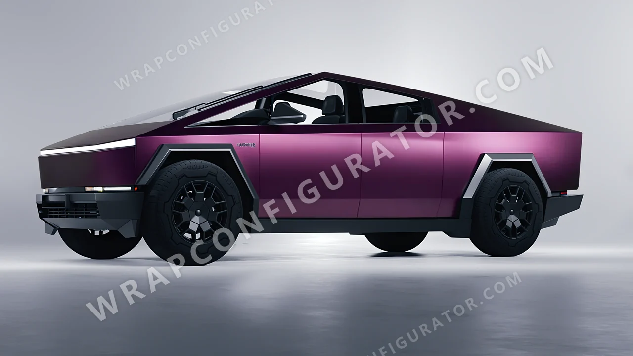 Purple Tesla Cybertruck 2024 wrapped in Inozetek Dynamic PPF Midnight Purple DPPF801