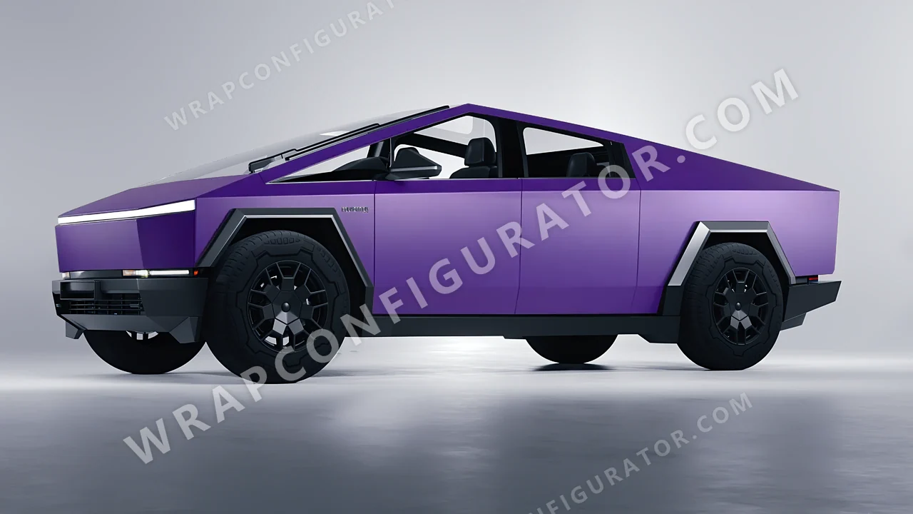 Purple Tesla Cybertruck 2024 wrapped in KPMF Absolute Matt Royal Amethyst K75803