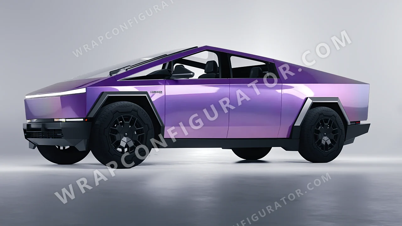 Purple Tesla Cybertruck 2024 wrapped in KPMF Violet Haze K75473