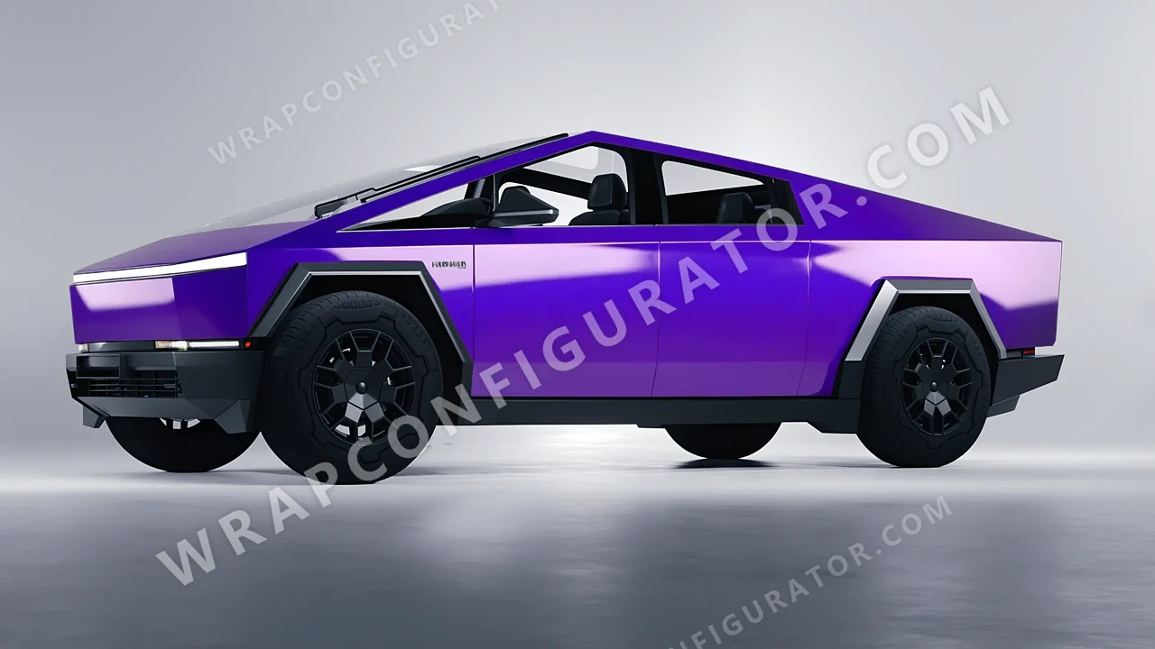Purple Tesla Cybertruck 2024 wrapped in ORACAL Enchanted Violet 970RA-175G