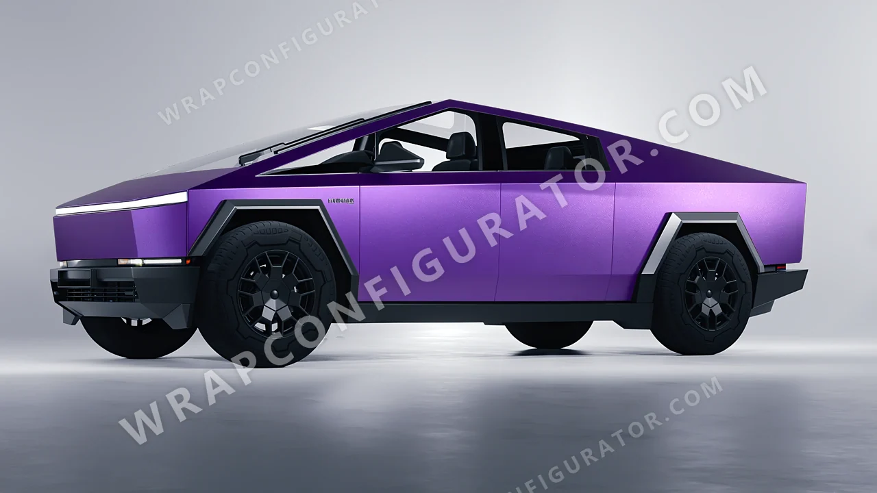 Purple Tesla Cybertruck 2024 wrapped in ORACAL Violet 970RA-406M