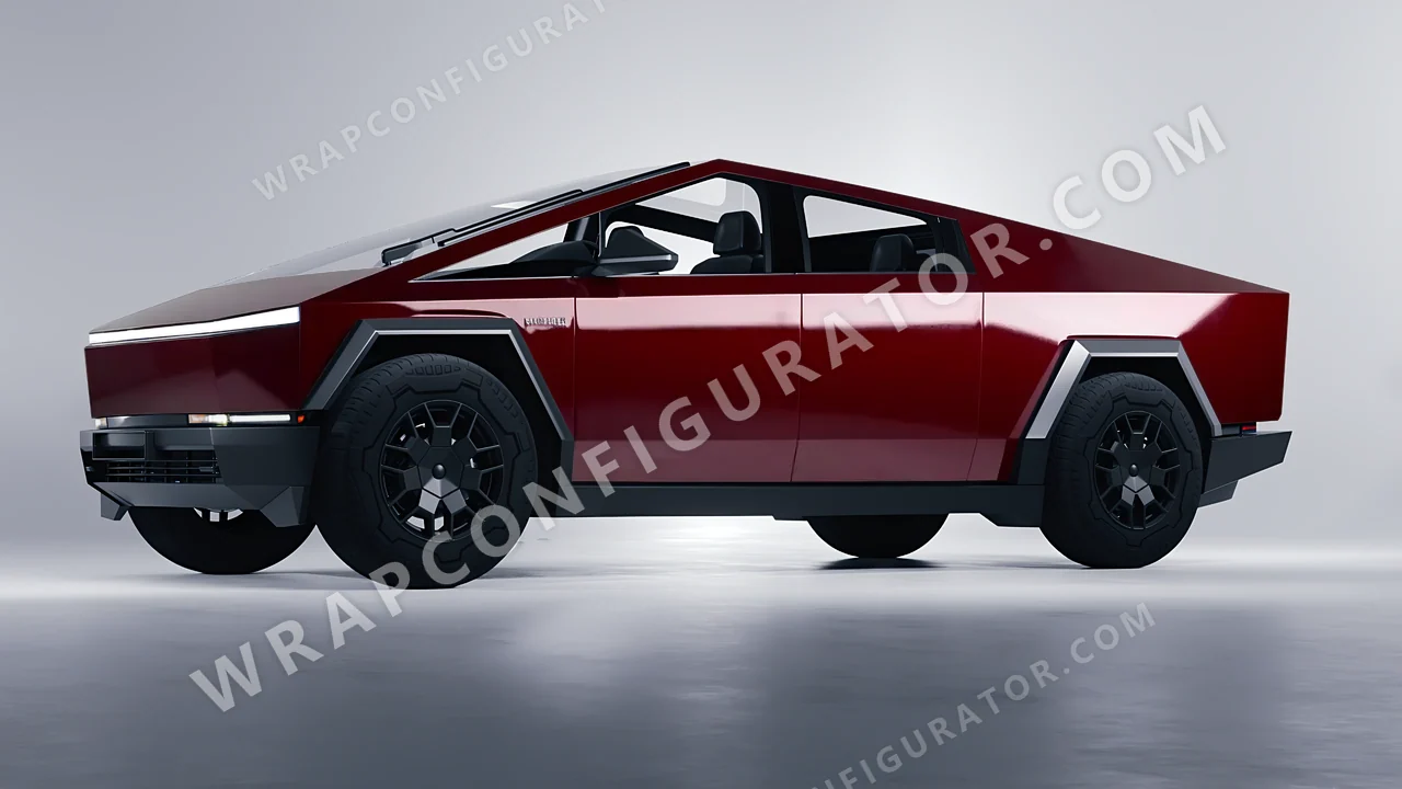 Red Tesla Cybertruck 2024 wrapped in Avery Dennison Burgundy SW900-475-O