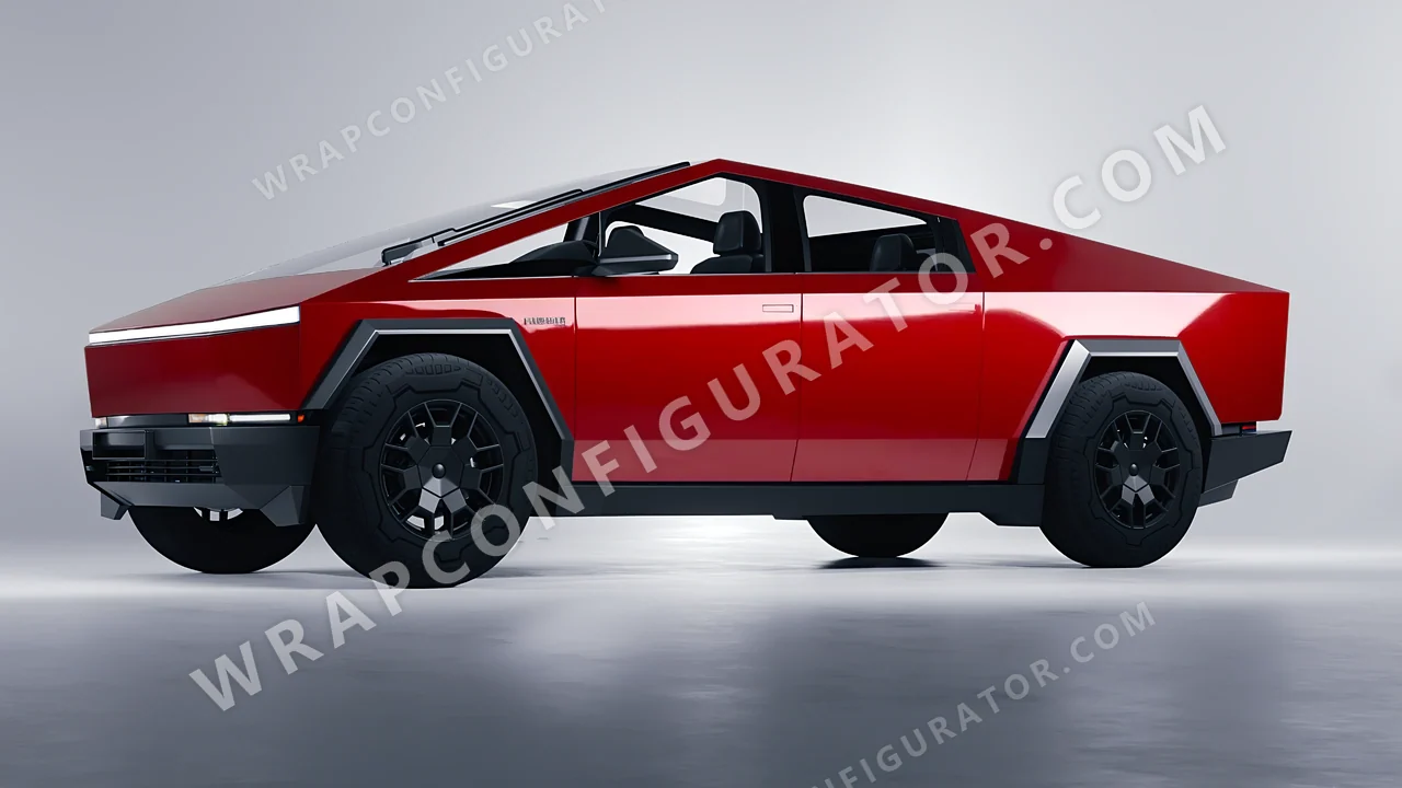 Red Tesla Cybertruck 2024 wrapped in Avery Dennison Carmine Red SW900-436-O