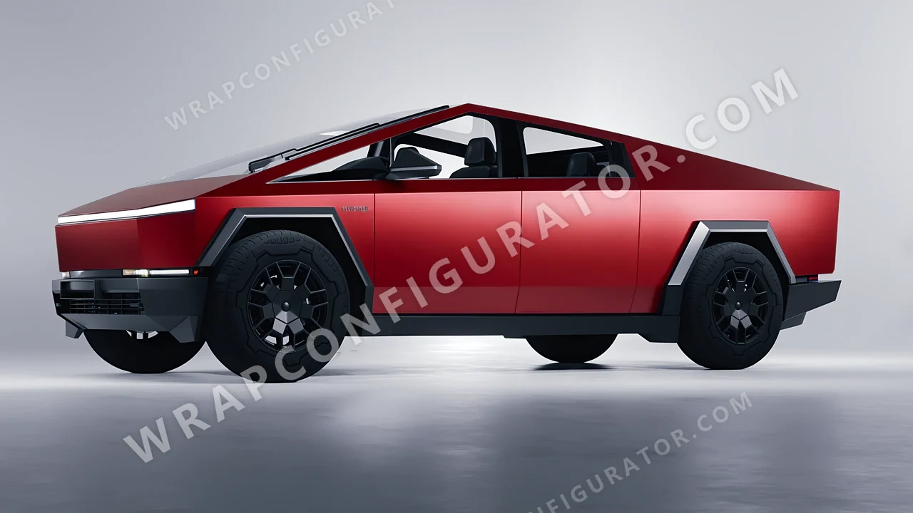 Red Tesla Cybertruck 2024 wrapped in Avery Dennison Carmine Red SW900-438-O
