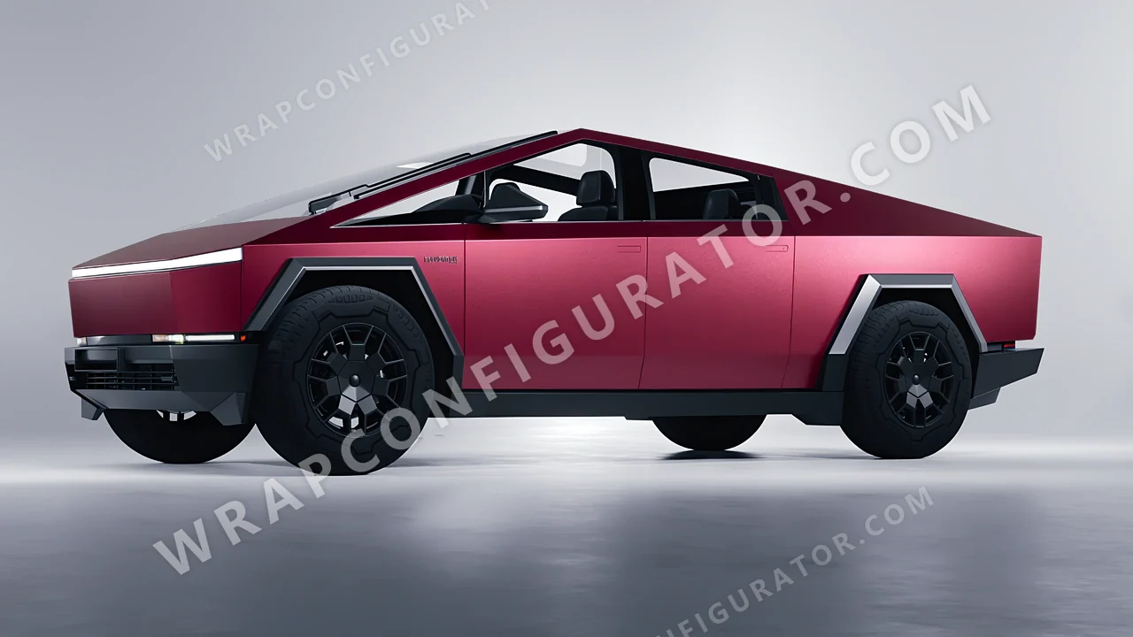 Red Tesla Cybertruck 2024 wrapped in Avery Dennison Cherry SW900-444-M