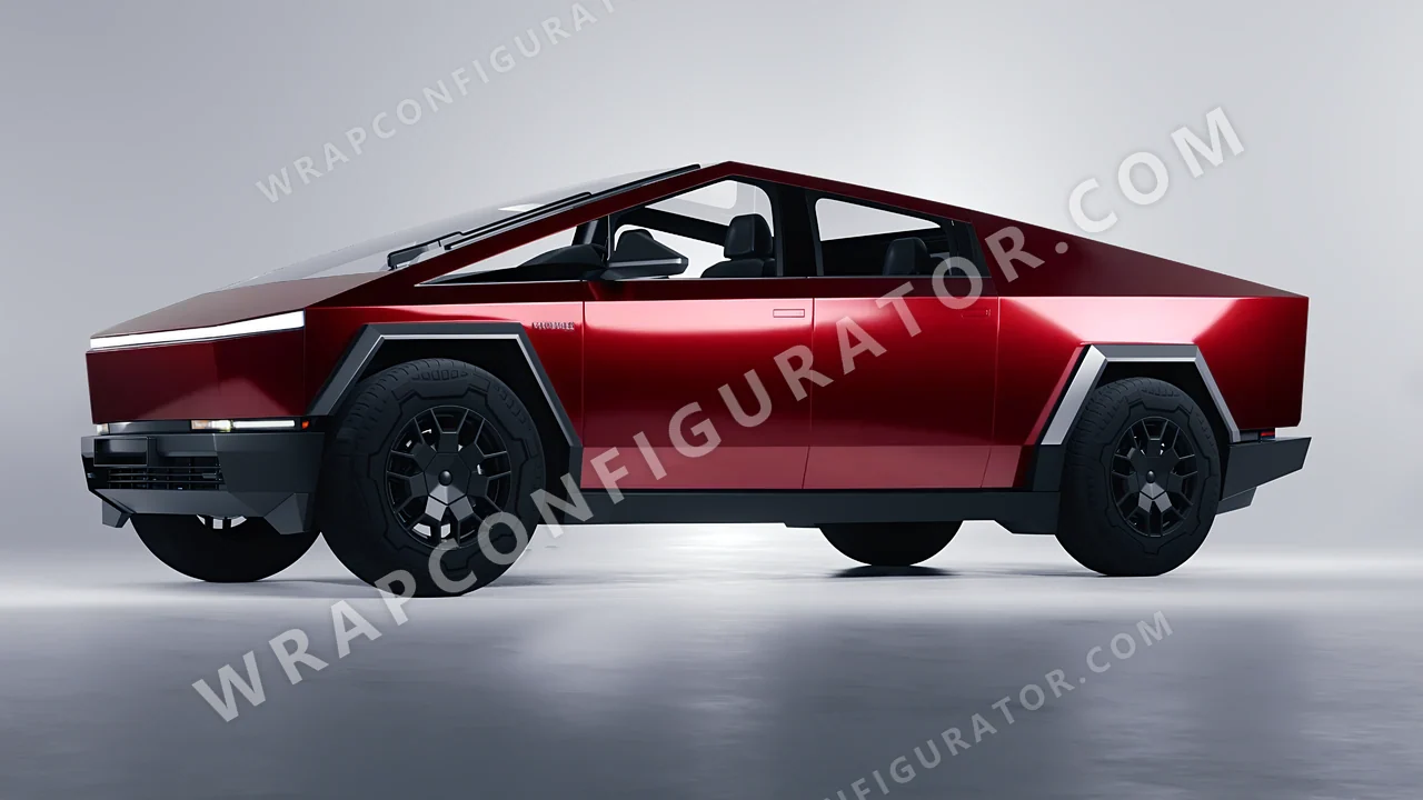 Red Tesla Cybertruck 2024 wrapped in Avery Dennison Gloss Passion Red SW900-448-S
