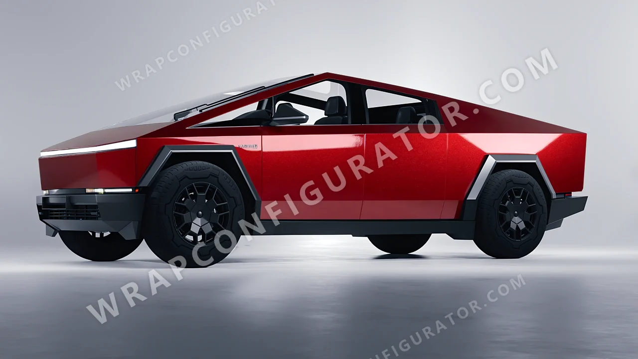 Red Tesla Cybertruck 2024 wrapped in Avery Dennison Pure Red SW900-401-M