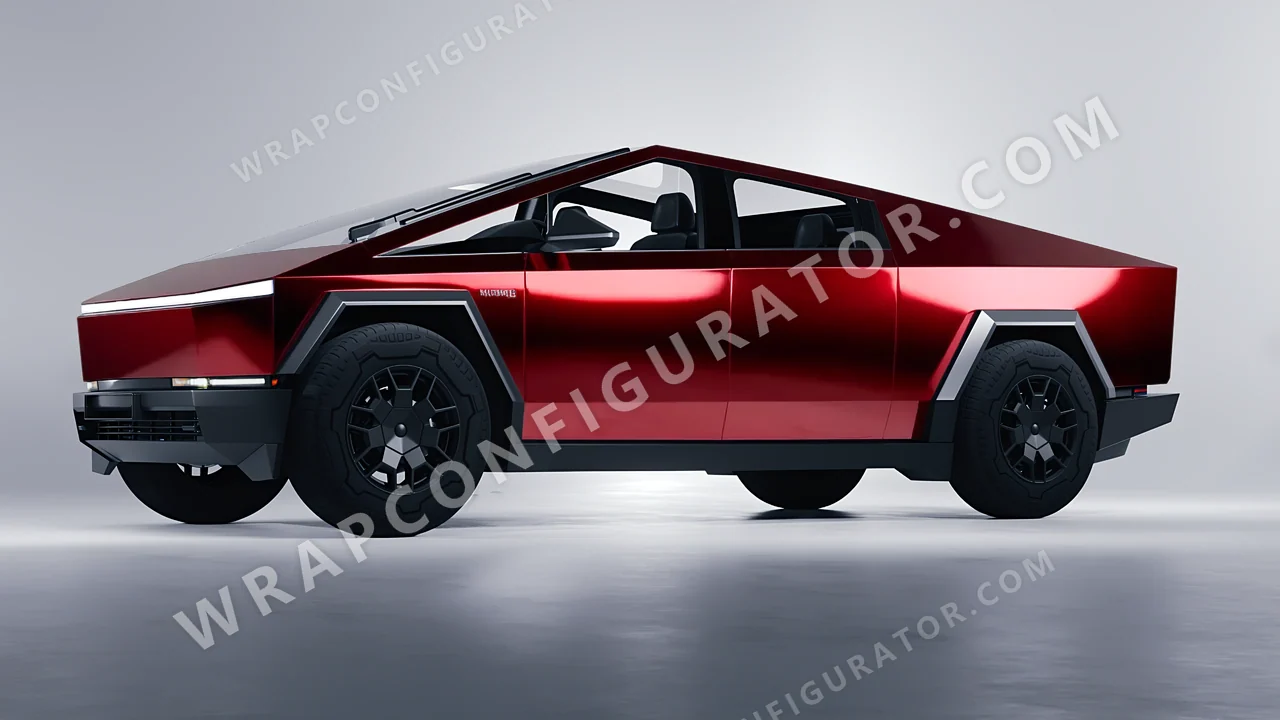 Red Tesla Cybertruck 2024 wrapped in Avery Dennison Red SF100-474-S