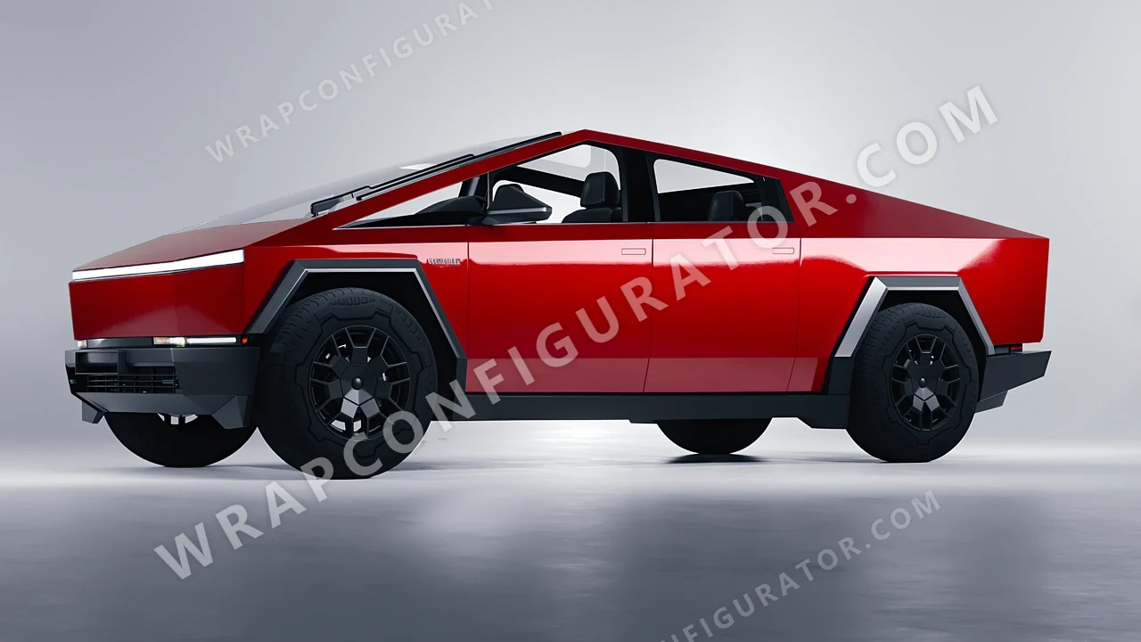 Red Tesla Cybertruck 2024 wrapped in Avery Dennison Red SW900-415-O