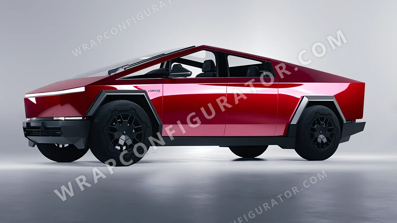 Red Tesla Cybertruck 2024 wrapped in Colourshield PPF by HyperPro Strawberry Red HGF48-P