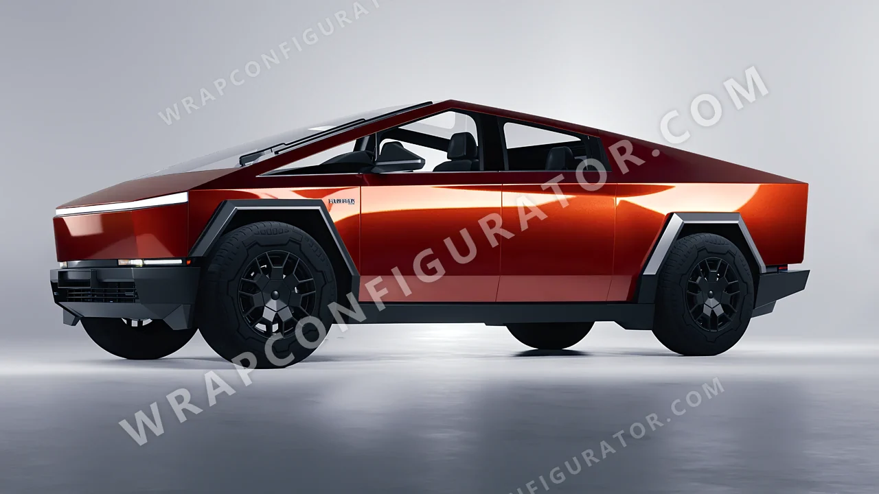 Red Tesla Cybertruck 2024 wrapped in Inozetek Dynamic PPF Dragons Blood Red DPPF711