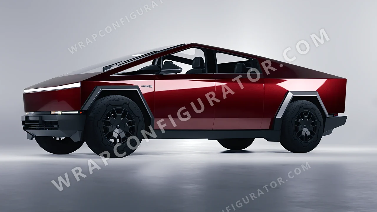 Red Tesla Cybertruck 2024 wrapped in Inozetek Dynamic PPF Velvet Red DPPF945