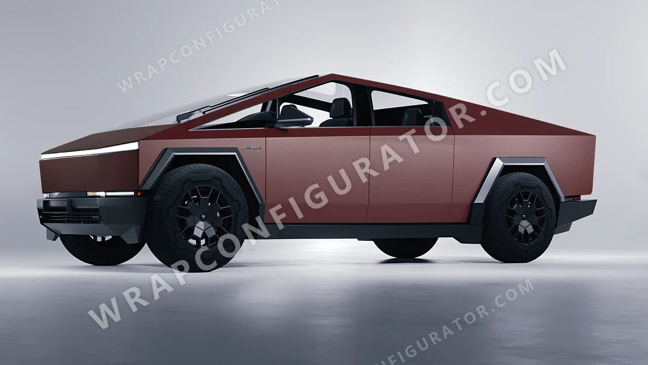 Red Tesla Cybertruck 2024 wrapped in KPMF Absolute Matt Mythos Red K75801