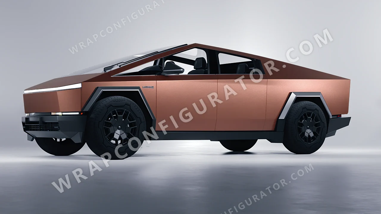 Red Tesla Cybertruck 2024 wrapped in KPMF Matt Russet Red K75545