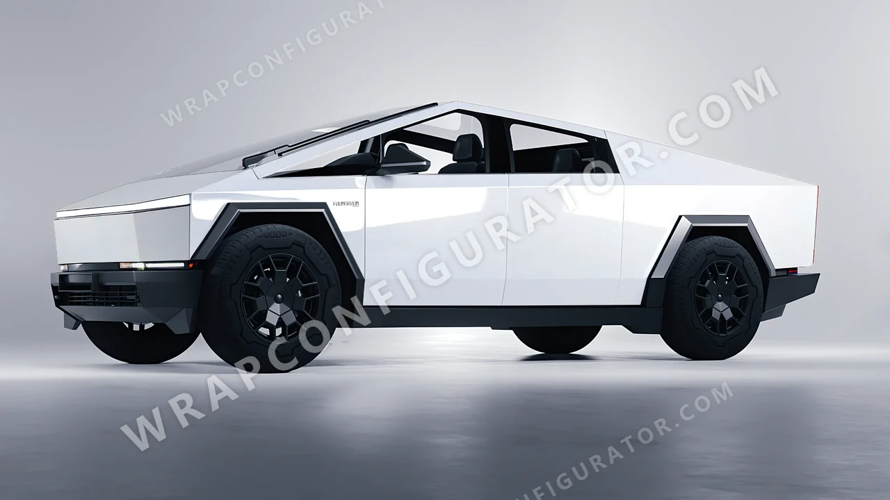 White Tesla Cybertruck 2024 wrapped in 3M Gloss White Aluminum G120