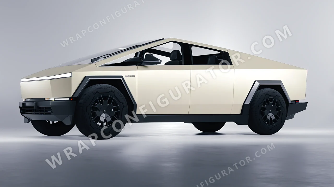 White Tesla Cybertruck 2024 wrapped in 3M Satin Frozen Vanilla SP240