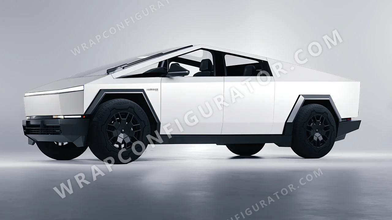 White Tesla Cybertruck 2024 wrapped in 3M Satin White S10
