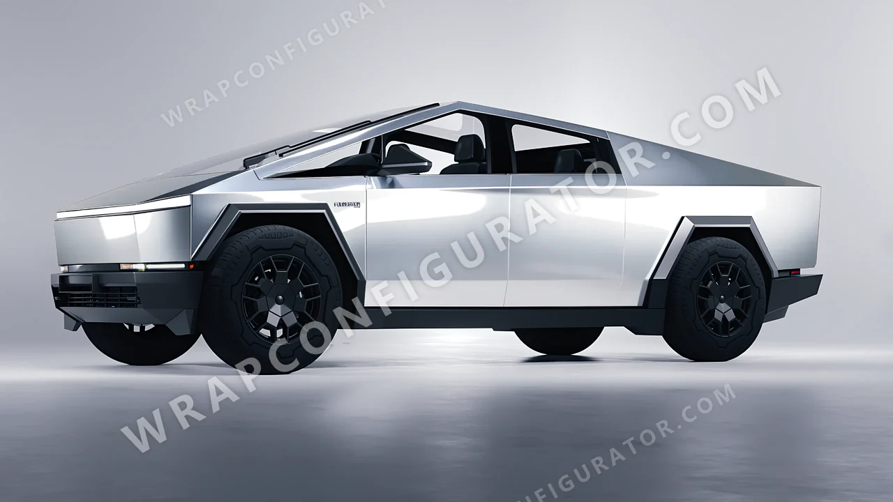 White Tesla Cybertruck 2024 wrapped in 3M White Aluminum HG120