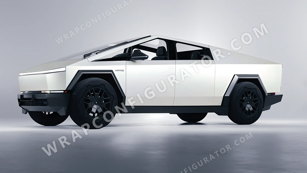 White Tesla Cybertruck 2024 wrapped in Avery Dennison Satin White Pearl SW900-117-S