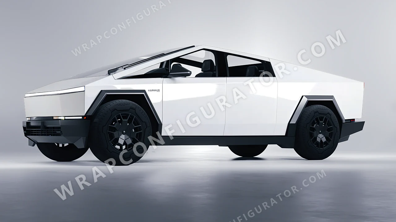 White Tesla Cybertruck 2024 wrapped in Avery Dennison White SW900-101-O