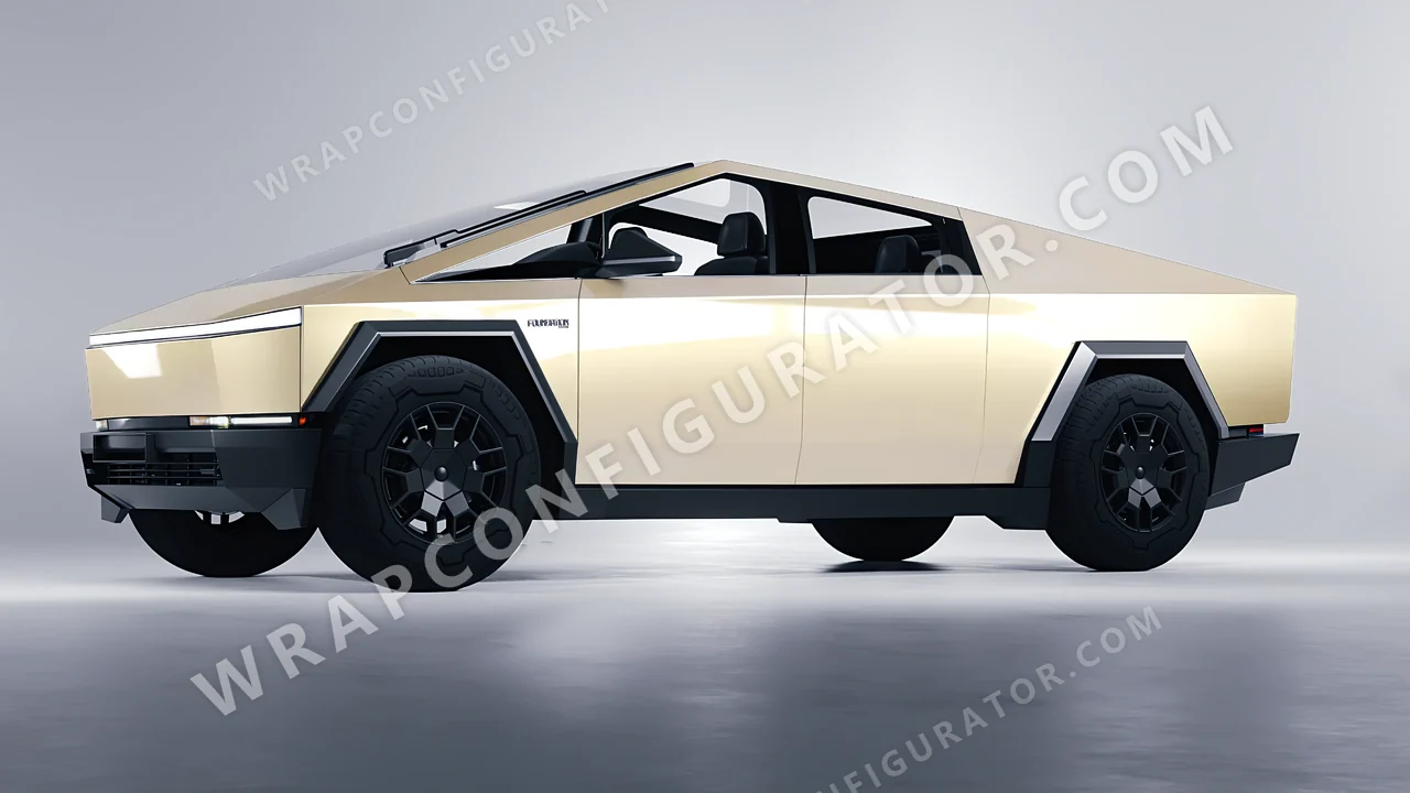 White Tesla Cybertruck 2024 wrapped in Colourshield PPF by HyperPro Gold White GAF48-P