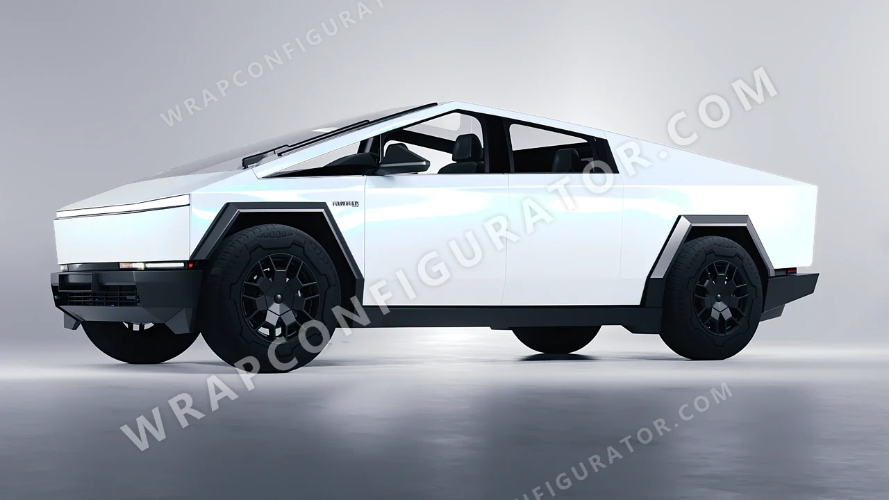White Tesla Cybertruck 2024 wrapped in Colourshield PPF by HyperPro White/Blue SF007G-P