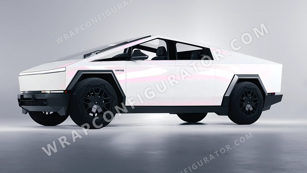 White Tesla Cybertruck 2024 wrapped in Colourshield PPF by HyperPro White/Pink SF001G-P