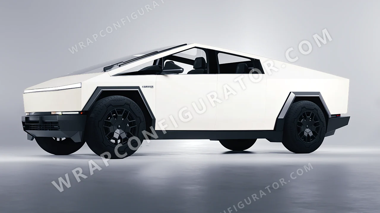 White Tesla Cybertruck 2024 wrapped in Colourshield PPF by HyperPro White SMF03-P