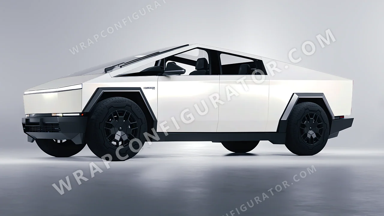White Tesla Cybertruck 2024 wrapped in Inozetek Dynamic PPF White DPPF807