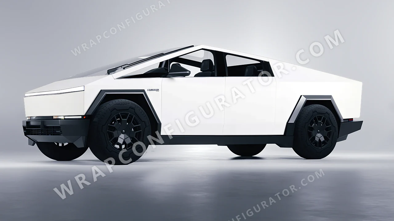 White Tesla Cybertruck 2024 wrapped in Inozetek Dynamic PPF White DPPF816