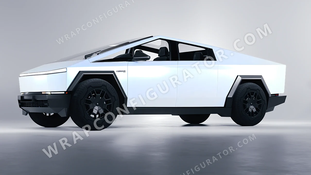 White Tesla Cybertruck 2024 wrapped in KPMF Matt Blue White Pearlescent K75584